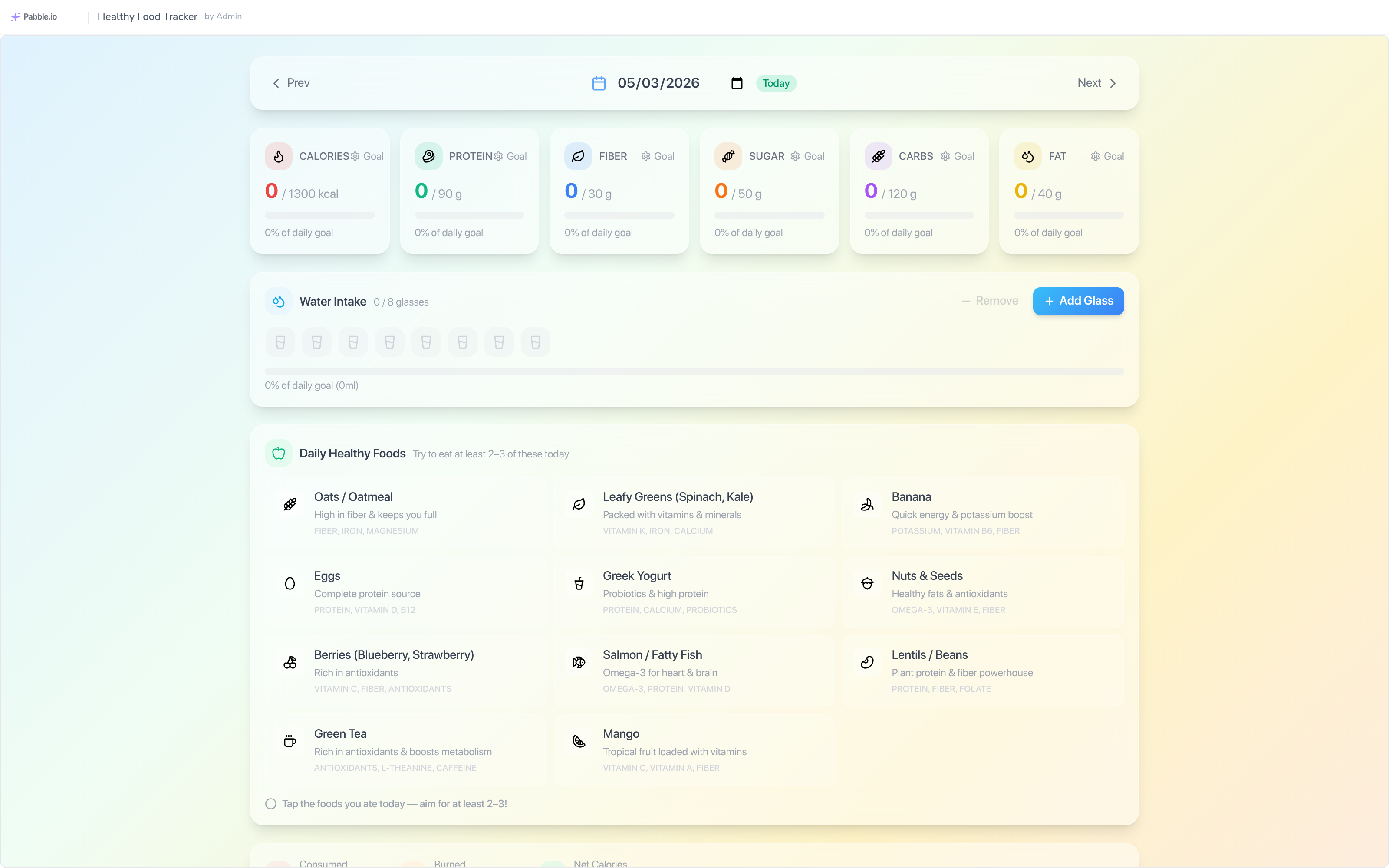 Preview of Healthy Food Tracker